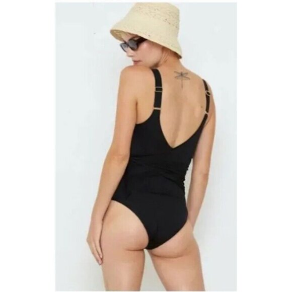 NWT HAH XS Hot as Hell Wrap It Up 1Pc Swimsuit Black 118936 - Picture 2 of 2